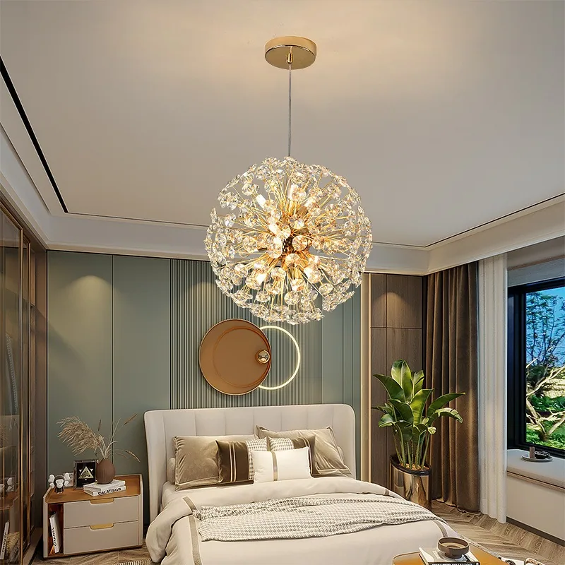 Light Luxury Crystal Round Chandelier — Duplex, Living Room & Dining Room — view 2