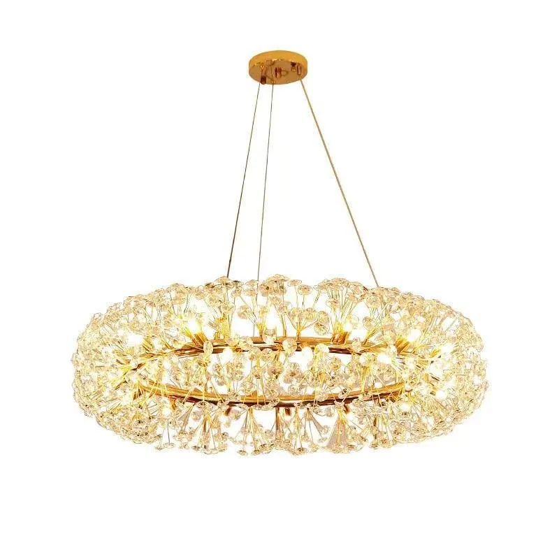Light Luxury Crystal Round Chandelier — Duplex, Living Room & Dining Room — view 3