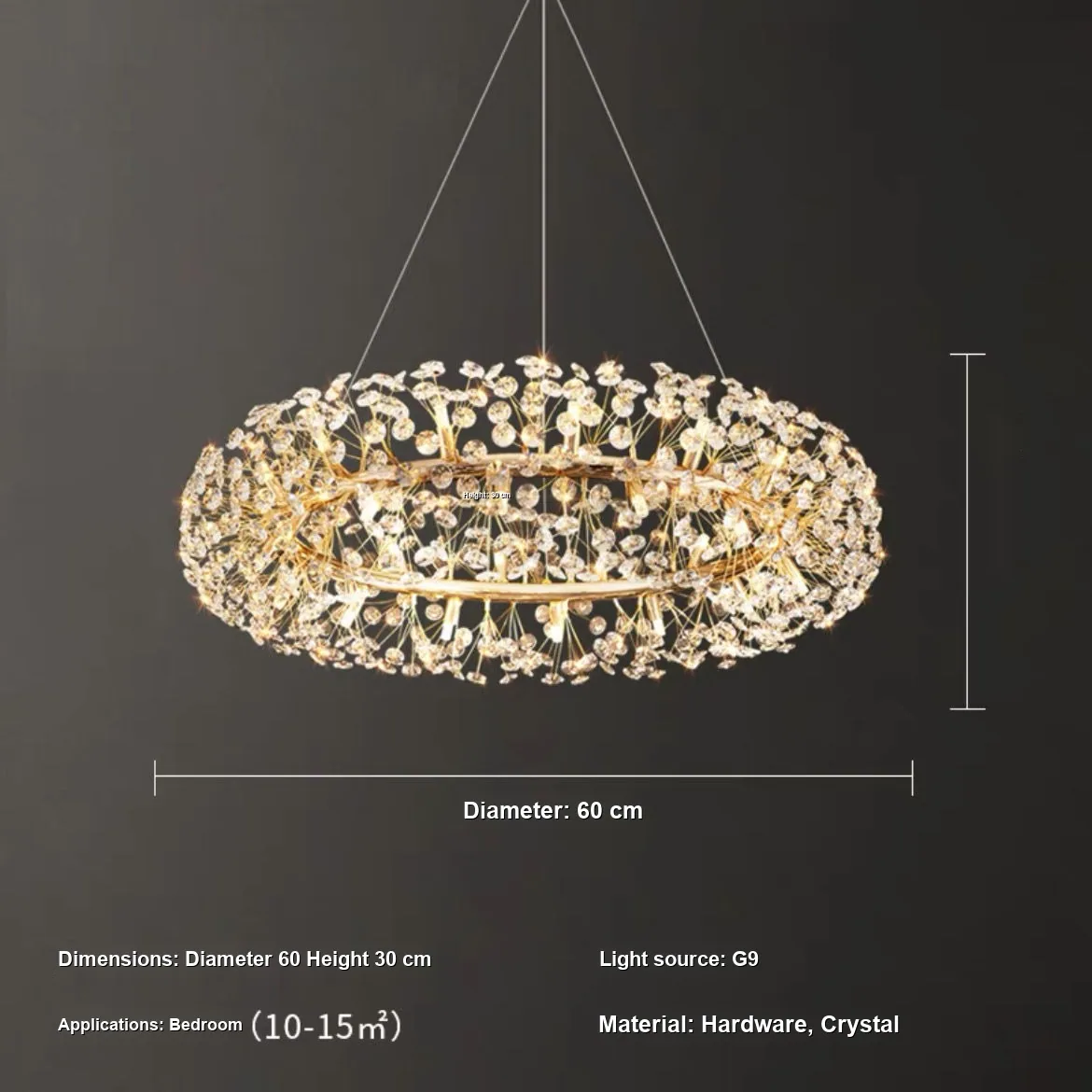 Light Luxury Crystal Round Chandelier — Duplex, Living Room & Dining Room — view 7