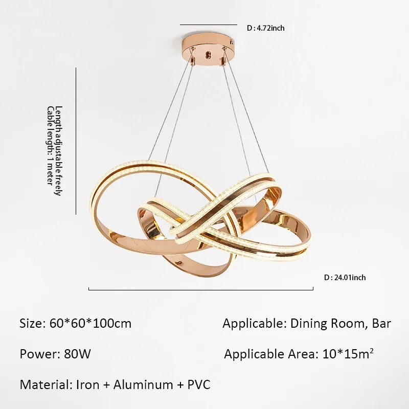 Light Luxury Ring Chandelier — Bedroom & Dining Room — view 5