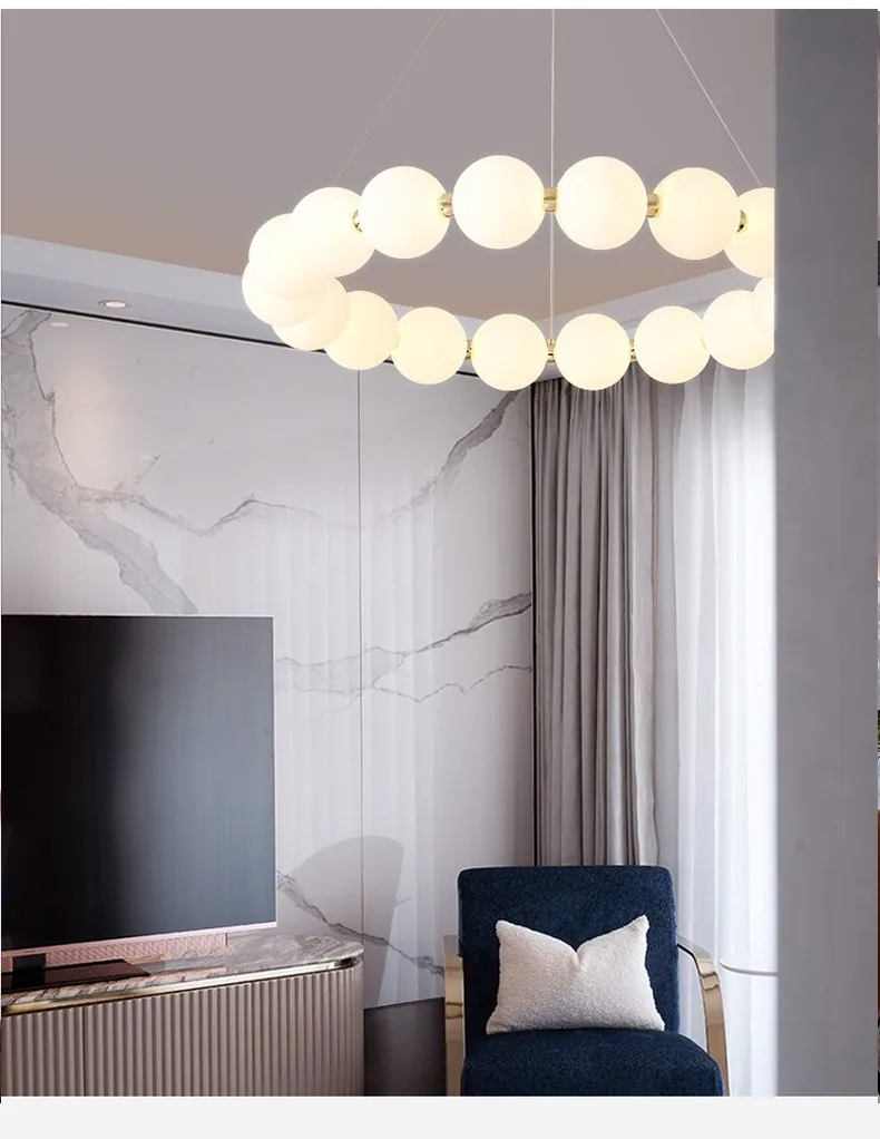Modern Minimalist LED Round Chandelier — Living Room, Bedroom & Dining Room — view 13