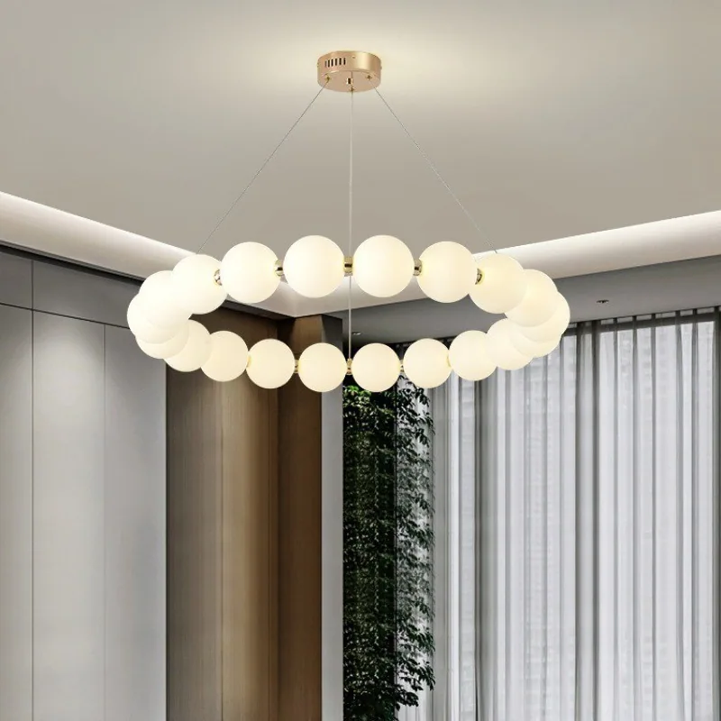 Modern Minimalist LED Round Chandelier — Living Room, Bedroom & Dining Room — view 2
