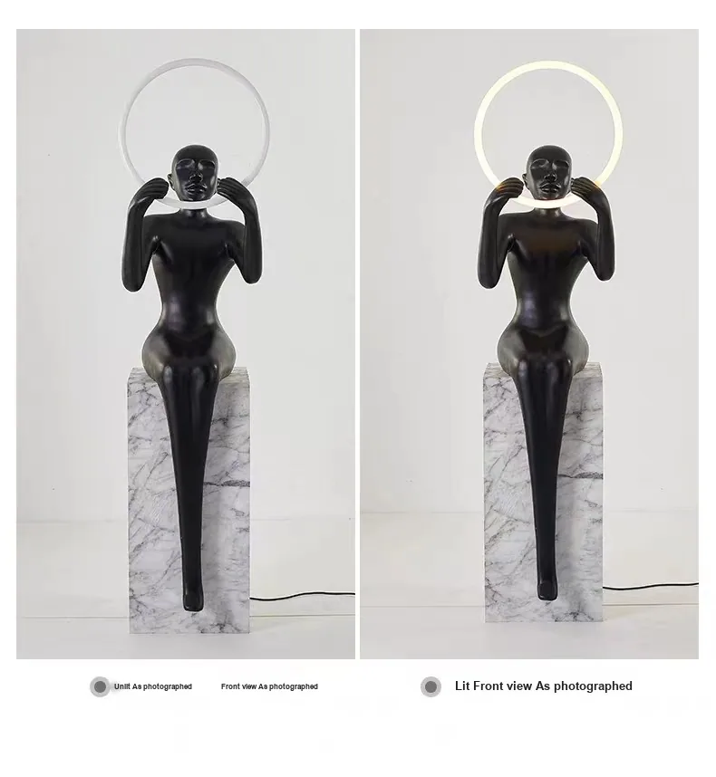 Minimal Abstract Figure Sculpture Floor Lamp — Hotel Corridor — view 12