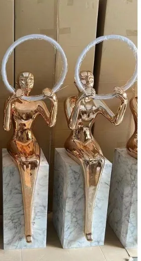 Minimal Abstract Figure Sculpture Floor Lamp — Hotel Corridor — view 6