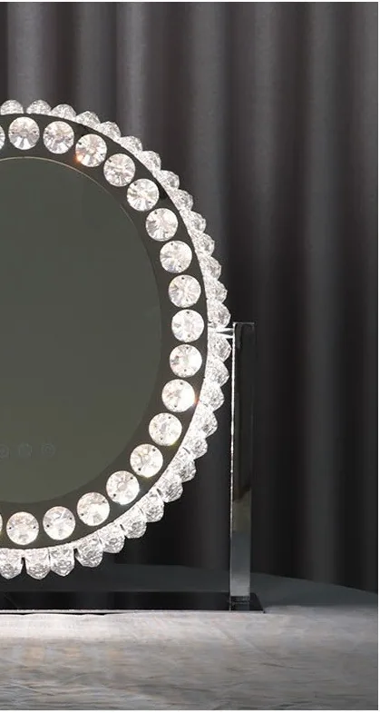 Modern Crystal Oval Mirror Light — view 7