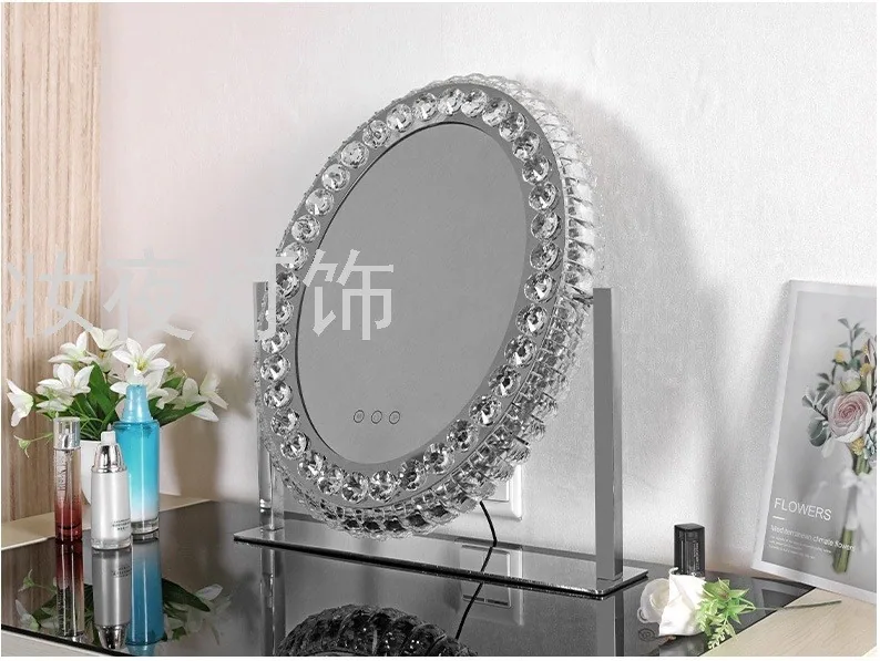 Modern Crystal Oval Mirror Light — view 9