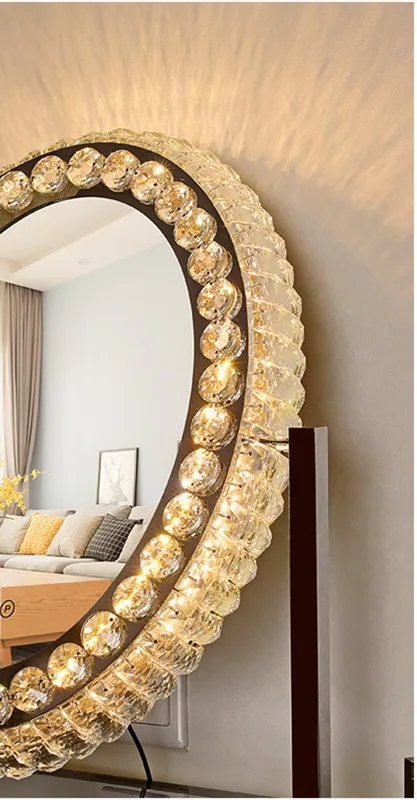 Modern Crystal Oval Mirror Light — view 1