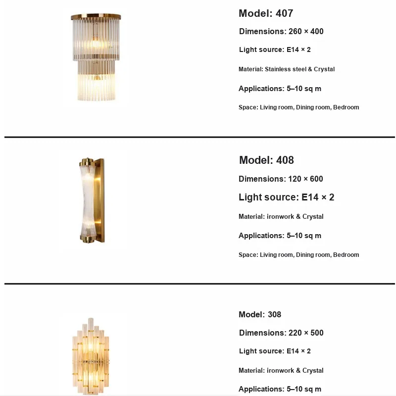European Crystal Wall Lamp — Living Room, Bedroom & Bedside — view 4
