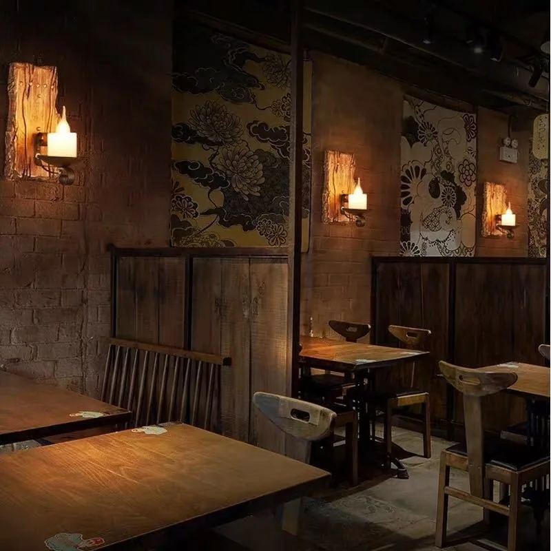 Antique Wood Wall Lamp — Dining Room, Walkway & Indoor — view 3