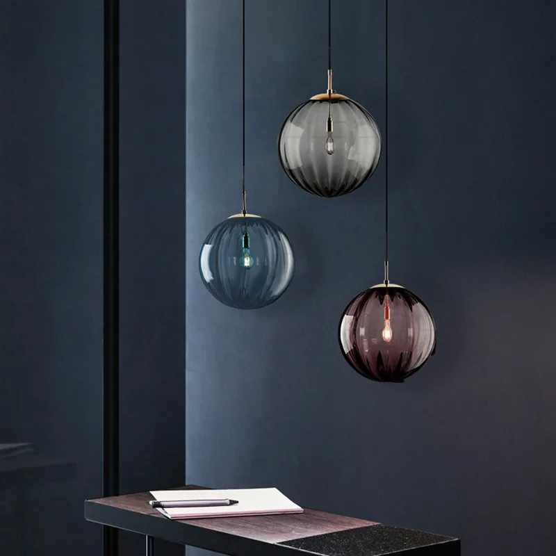 Modern Minimalist Glass Single-Head Chandelier — Dining Room & Bar Counter — view 2