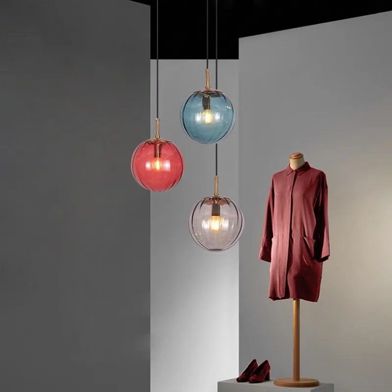 Modern Minimalist Glass Single-Head Chandelier — Dining Room & Bar Counter — view 3