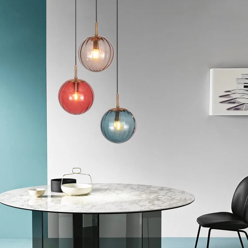 Modern Minimalist Glass Single-Head Chandelier — Dining Room & Bar Counter — view 4
