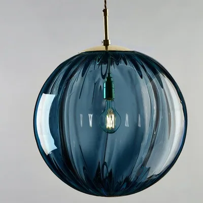 Modern Minimalist Glass Single-Head Chandelier — Dining Room & Bar Counter — view 9