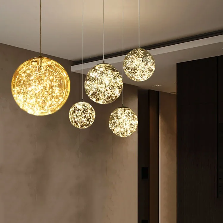 Modern Minimalist Solid Brass Single-Head Chandelier — Bedroom & Bedside — view 12