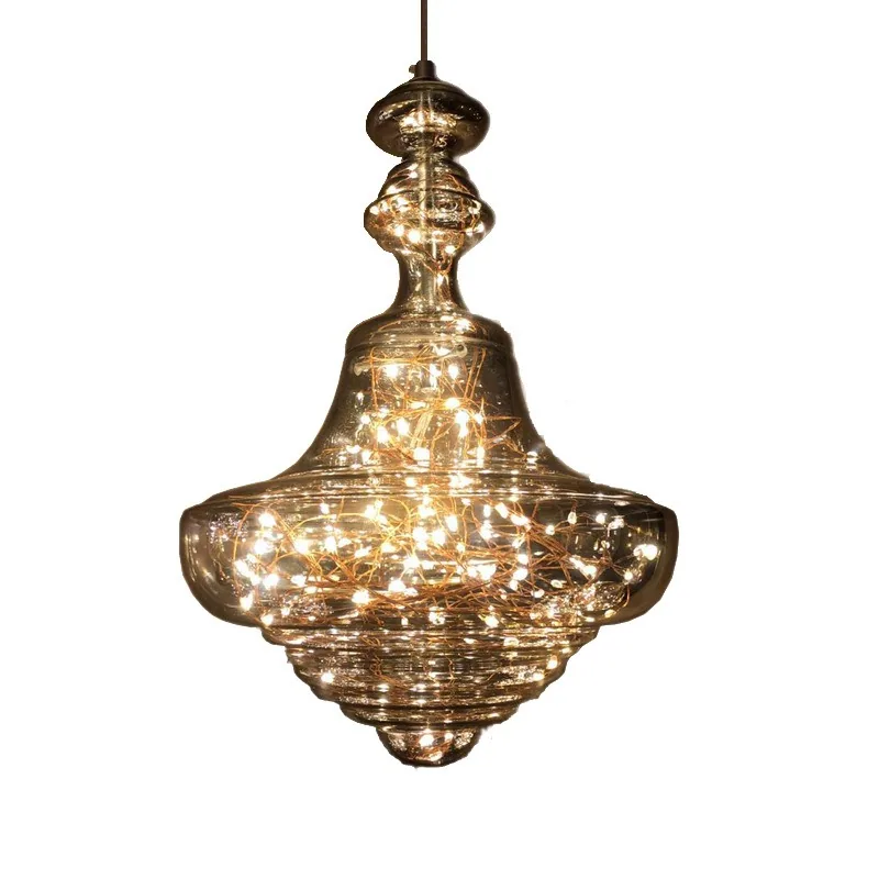 Modern Minimalist Solid Brass Single-Head Chandelier — Bedroom & Bedside — view 4