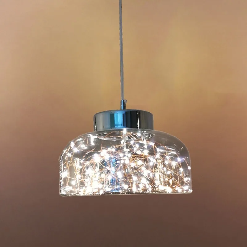 Modern Minimalist Solid Brass Single-Head Chandelier — Bedroom & Bedside — view 7