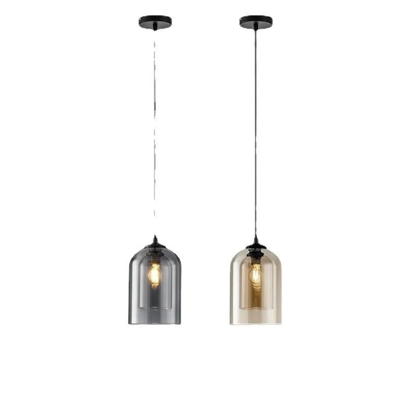Minimalist Glass Cord-Hung Chandelier — Dining Room & Bar Counter — view 5
