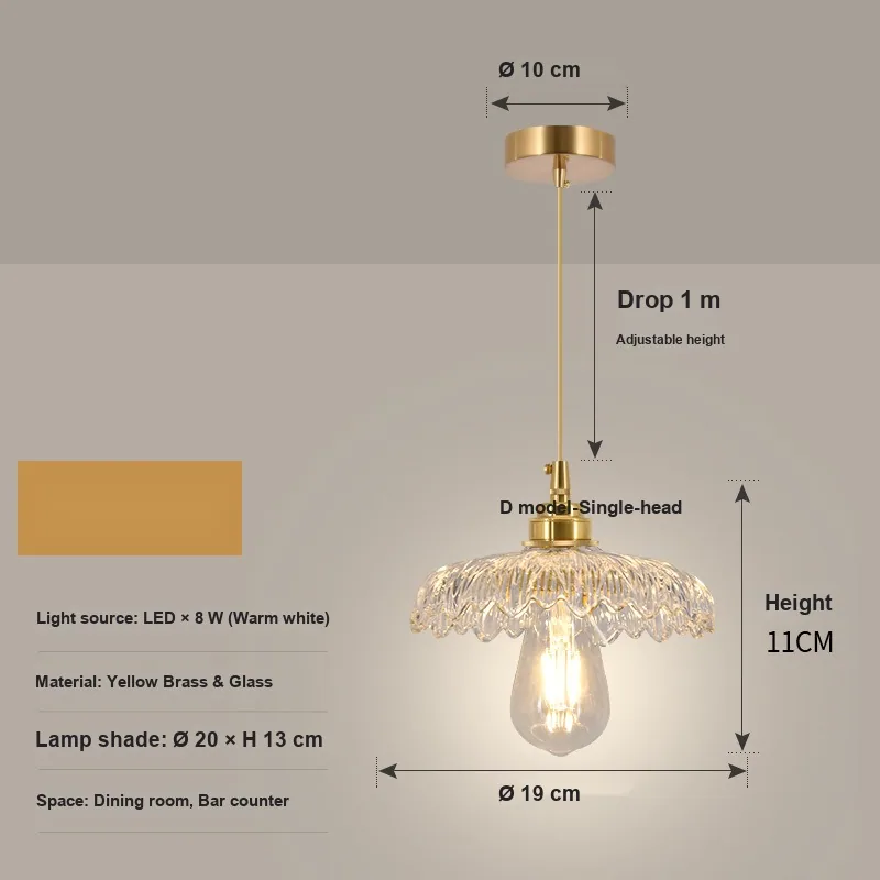 Minimalist Glass Chandelier — Bedroom, Bedside & Dining Room — view 8
