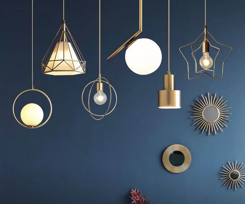 Minimalist Solid Brass Single-Head Chandelier — Bedroom, Bedside & Dining Room — view 6