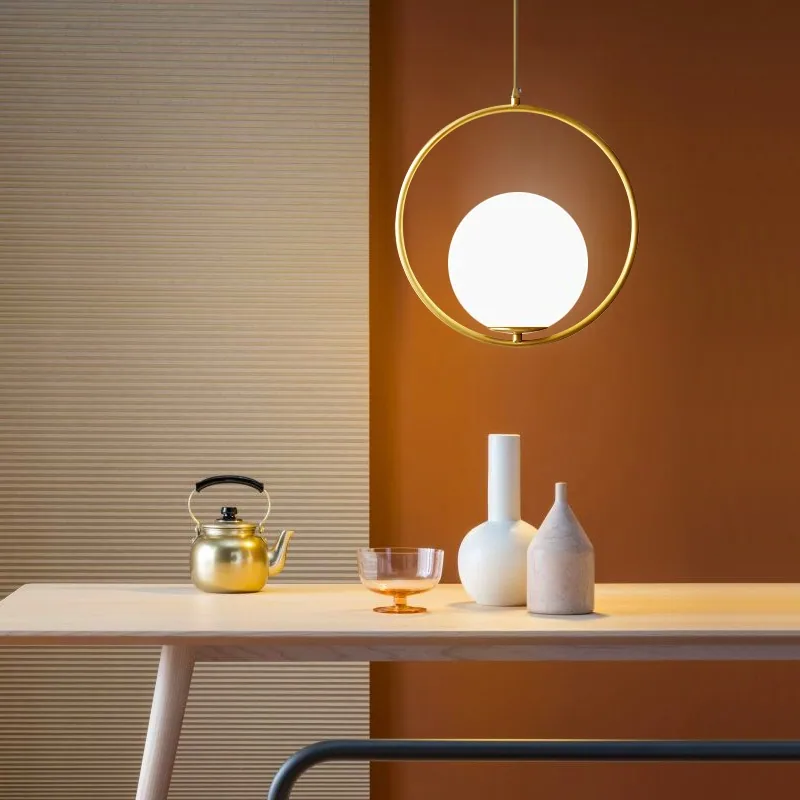 Minimalist Solid Brass Single-Head Chandelier — Bedroom, Bedside & Dining Room — view 3