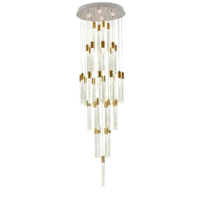 Modern Minimalist Crystal Chandelier — Duplex, Stairwell & Living Room — view 5
