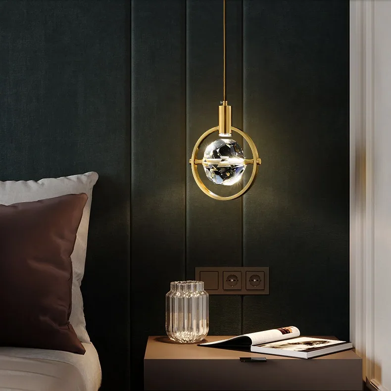 Modern Crystal Single-Head Chandelier — Bedroom, Bedside & Corridor — view 3