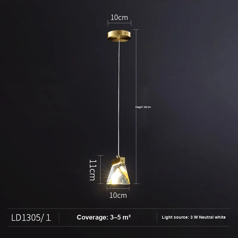 Modern Crystal Single-Head Chandelier — Bedroom, Bedside & Corridor — view 7