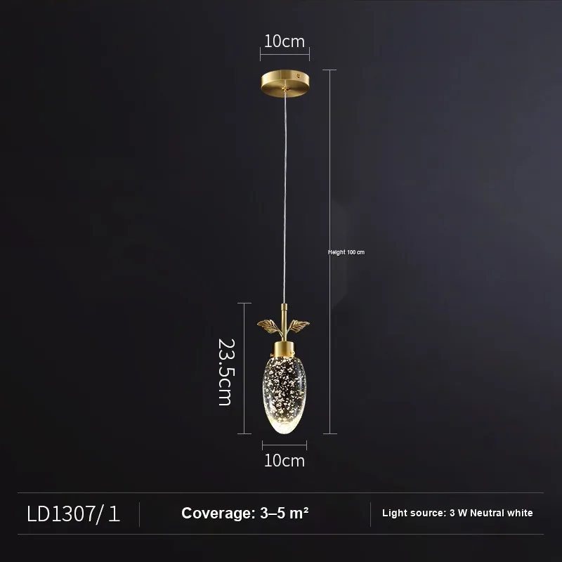Modern Crystal Single-Head Chandelier — Bedroom, Bedside & Corridor — view 9