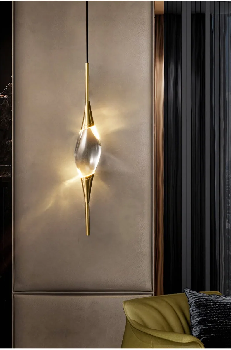 Modern Minimalist Crystal Chandelier — Guest Room, Bedroom & Bedside — view 9
