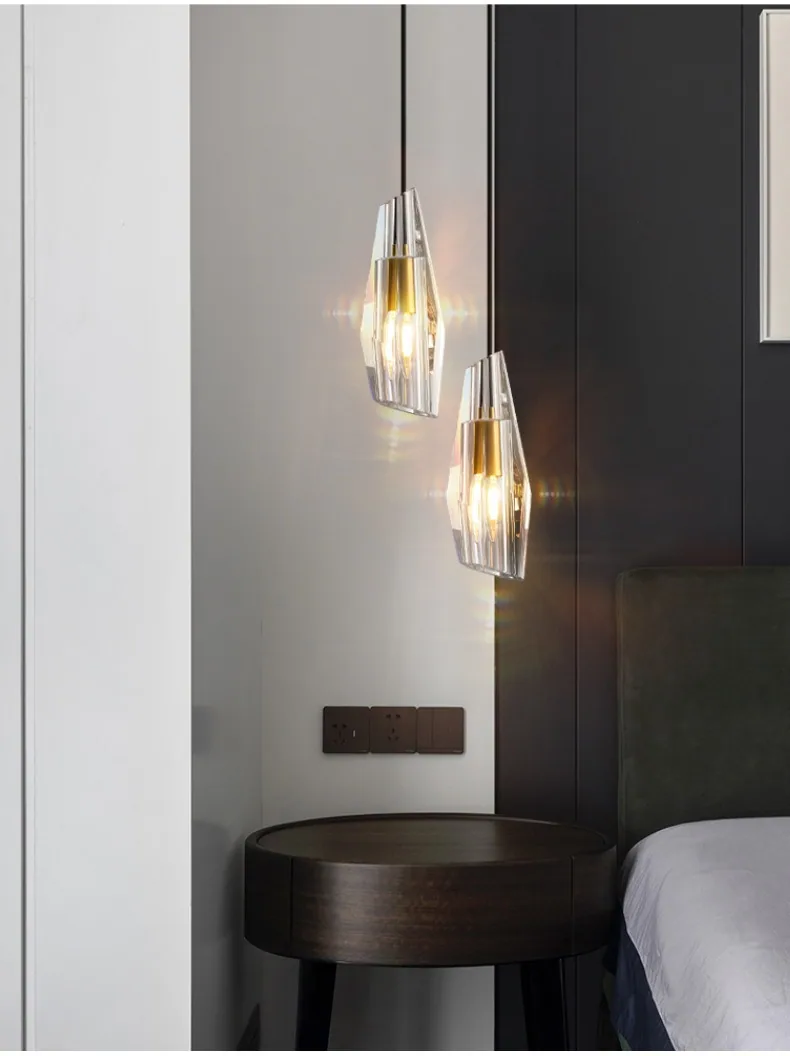 Modern Minimalist Crystal Chandelier — Guest Room, Bedroom & Bedside — view 10