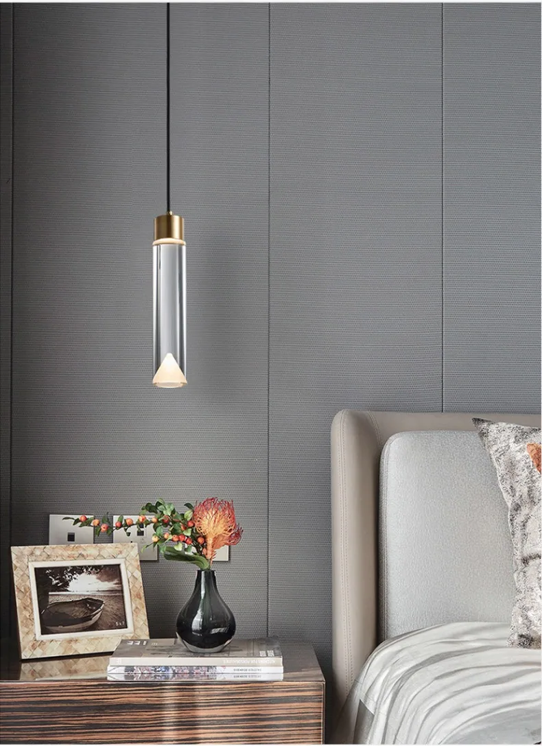 Modern Minimalist Crystal Chandelier — Guest Room, Bedroom & Bedside — view 11