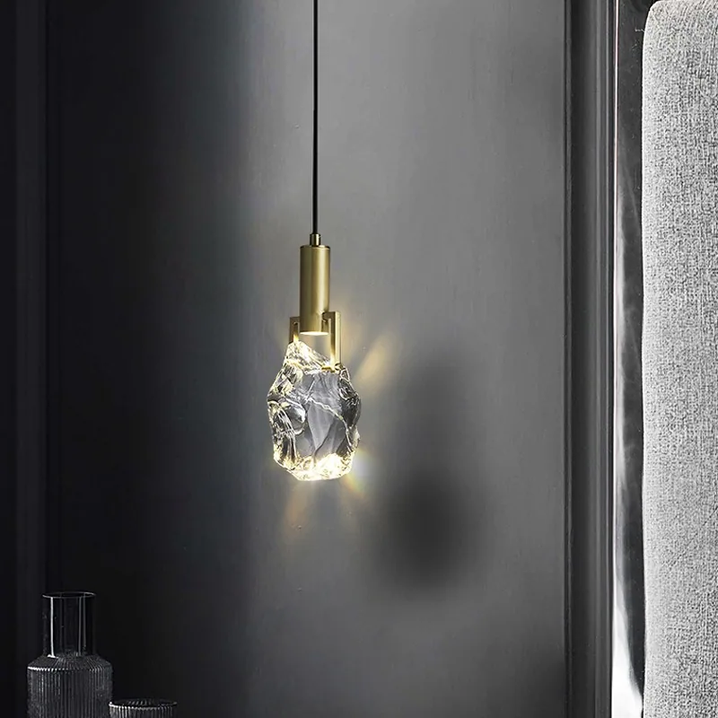 Modern Minimalist Crystal Chandelier — Guest Room, Bedroom & Bedside — view 2