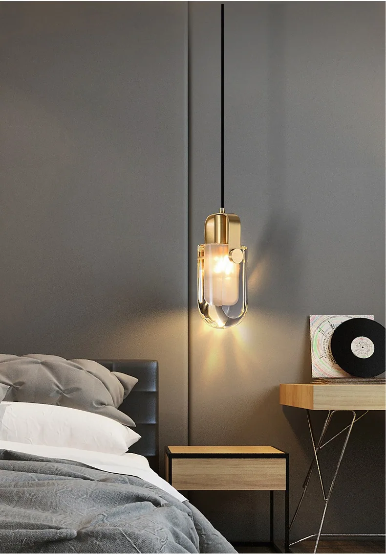 Modern Minimalist Crystal Chandelier — Guest Room, Bedroom & Bedside — view 8