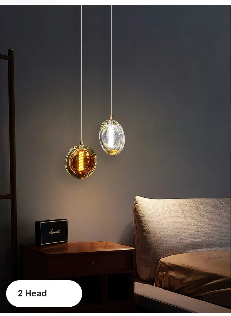 Light Luxury Glass Single-Head Chandelier — Stairwell, Bedside & Dining Room — view 7