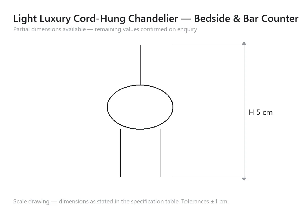 Light Luxury Cord-Hung Chandelier — Bedside & Bar Counter — scale drawing, H 5 cm