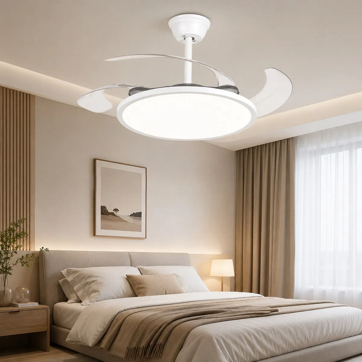 Modern Minimalist Smart Retractable Fan Ceiling Fan Light — Living Room, Bedroom & Dining Room — view 5