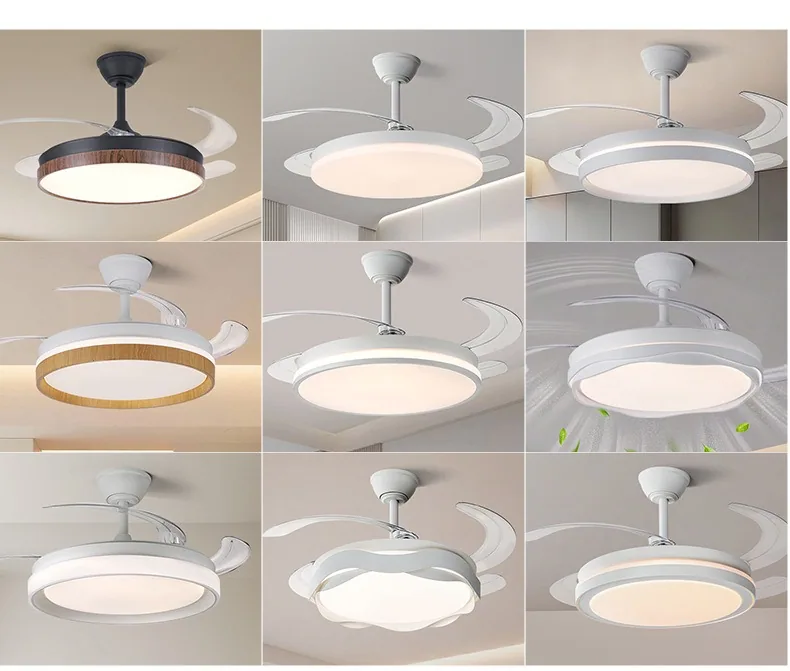 Modern Minimalist Retractable Fan Ceiling Fan Light — Living Room, Bedroom & Dining Room — view 4