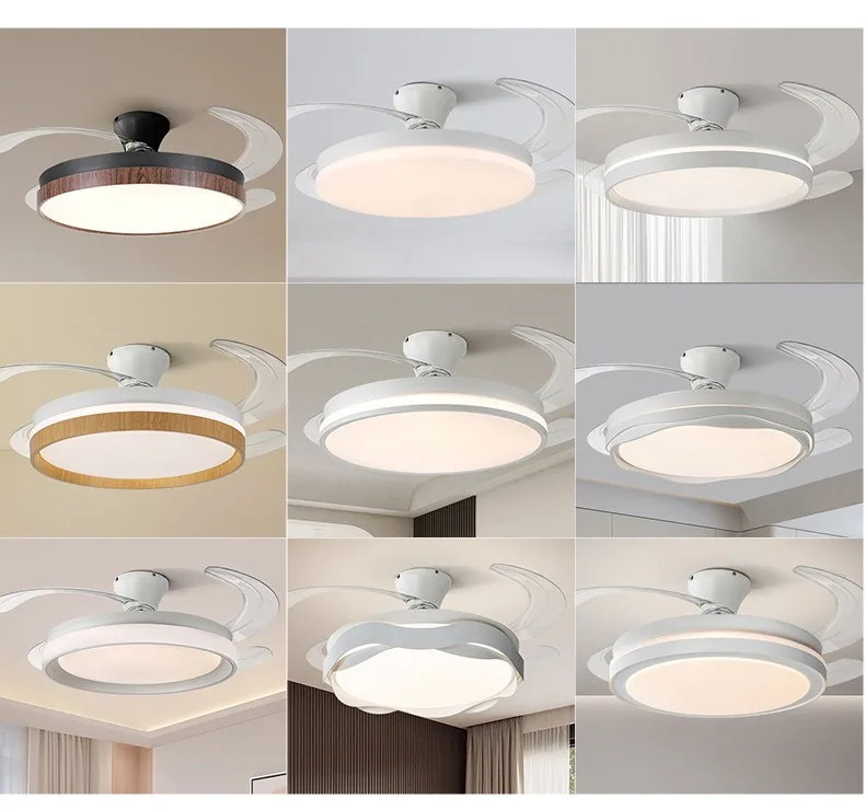 Modern Minimalist Retractable Fan Ceiling Fan Light — Living Room, Bedroom & Dining Room — view 5