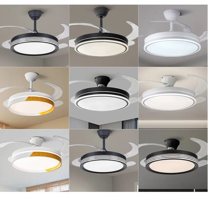 Modern Minimalist Retractable Fan Ceiling Fan Light — Living Room, Bedroom & Dining Room — view 6
