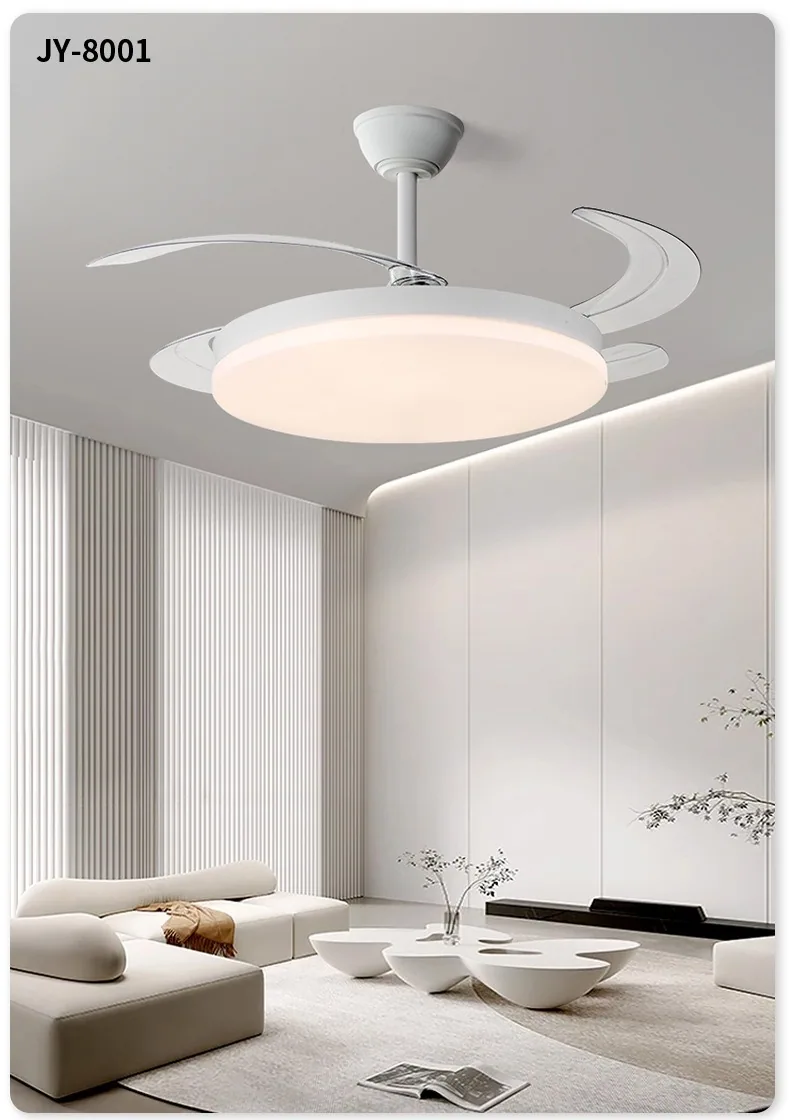 Modern Minimalist Retractable Fan Ceiling Fan Light — Living Room, Bedroom & Dining Room — view 10