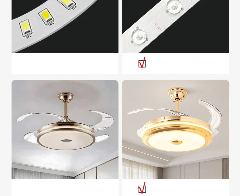 Modern Minimalist Retractable Fan Ceiling Fan Light — Living Room, Bedroom & Dining Room — view 7