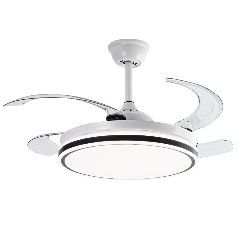 Modern Minimalist Retractable Fan Ceiling Fan Light — Living Room & Dining Room (Model 998998) — view 2