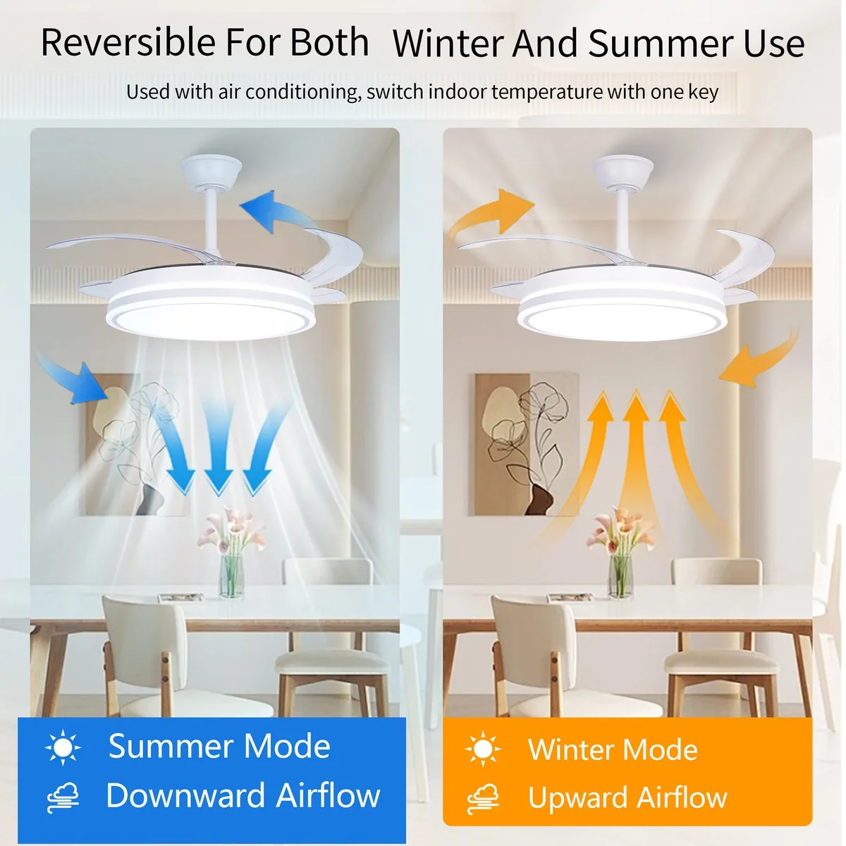 Modern Minimalist LED Variable-Frequency Remote-Controlled Ceiling Fan Light — view 4