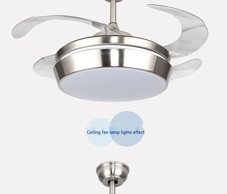 Modern Minimalist Remote-Controlled Retractable Fan Ceiling Fan Light — Living Room & Dining Room — view 9
