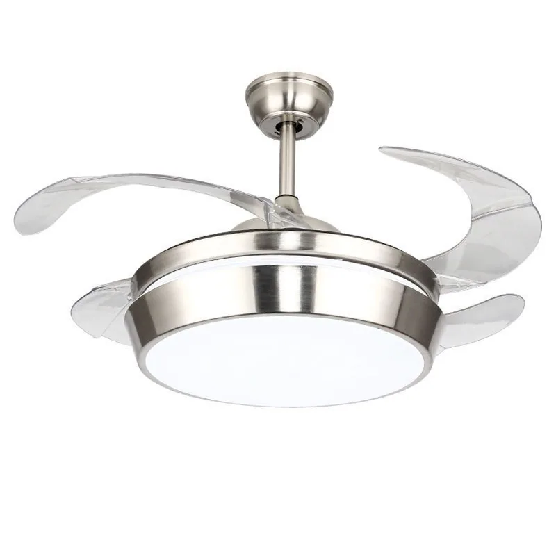 Modern Minimalist Remote-Controlled Retractable Fan Ceiling Fan Light — Living Room & Dining Room — view 5
