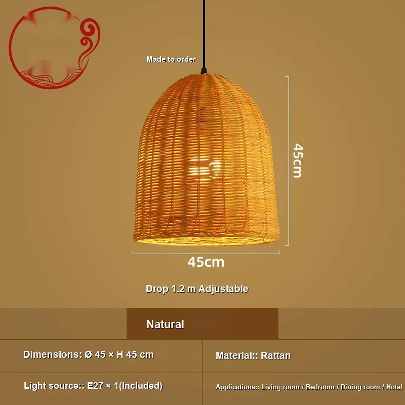 Vintage Rattan Chandelier — Dining Room — view 6