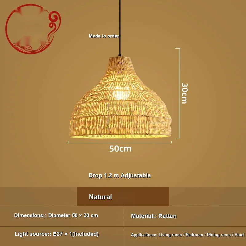 Vintage Rattan Chandelier — Dining Room — view 9