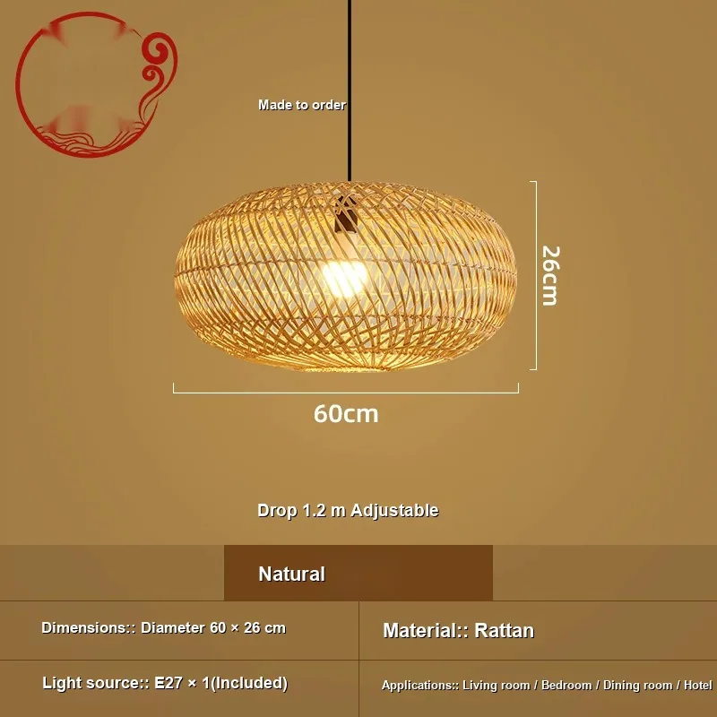 Vintage Rattan Chandelier — Dining Room — view 10