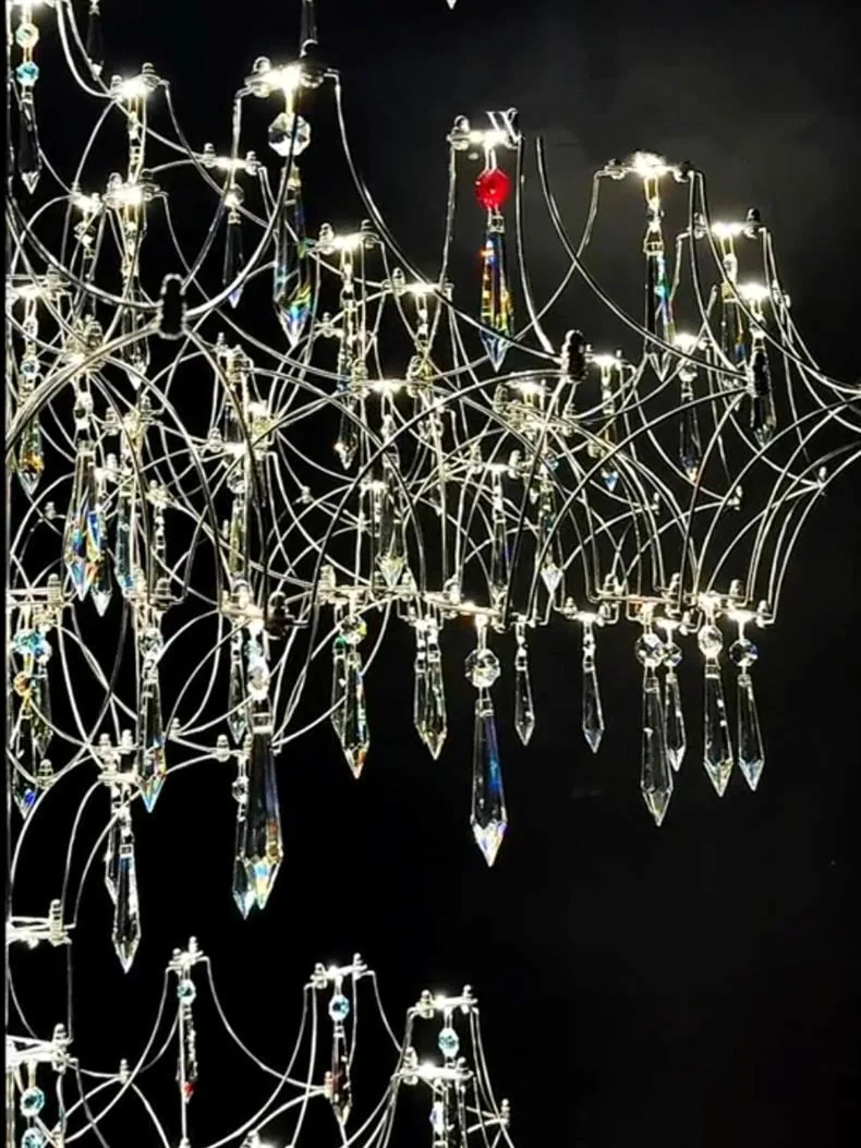 Modern Minimalist Crystal Chandelier — Duplex, Stairwell & Villa (Model 3254) — view 7