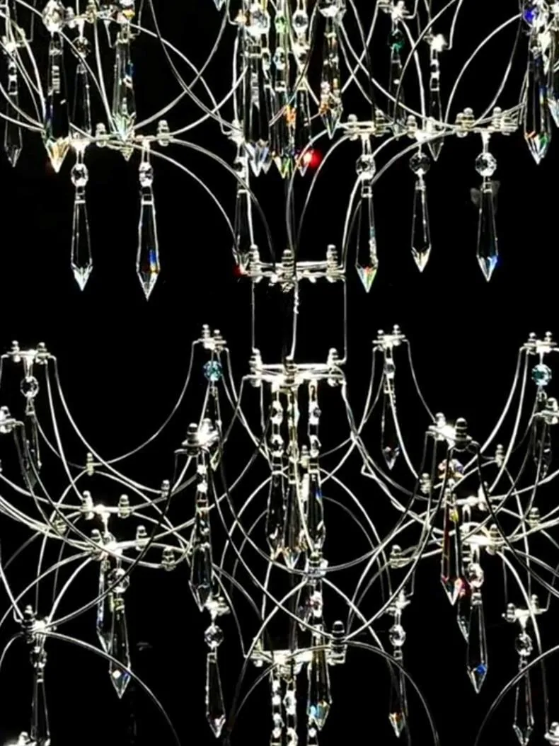 Modern Minimalist Crystal Chandelier — Duplex, Stairwell & Villa (Model 3254) — view 8